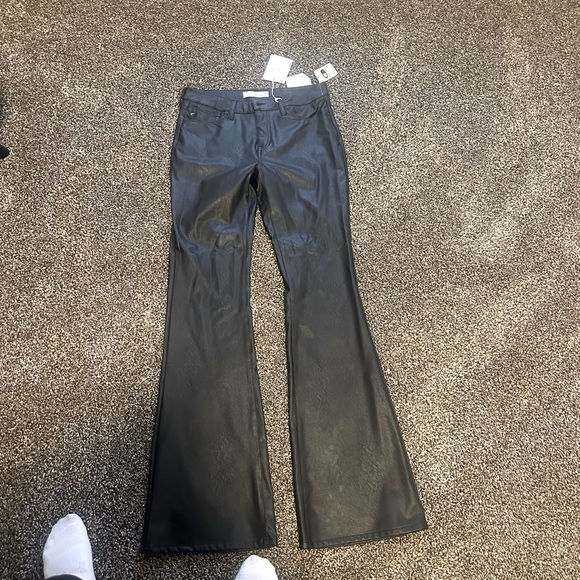 Brand New Black Leather Kancan Flares, Size 29/33 - Picture 1 of 3